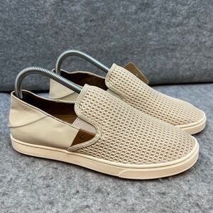 OluKai‎ Pehuea Slip On Casual Comfort Walking Shoes Tapa Beige Women's 9